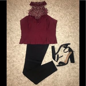 Sexy Maroon Lace Top